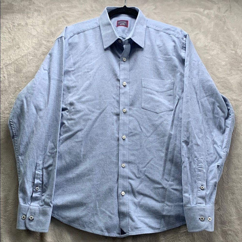 UNTUCKit ✬ XL MEN'S LONG SLEEVE COLLARED SHIRT BUTTON DOWN ✬ LIGHT BLUE SHERWOOD